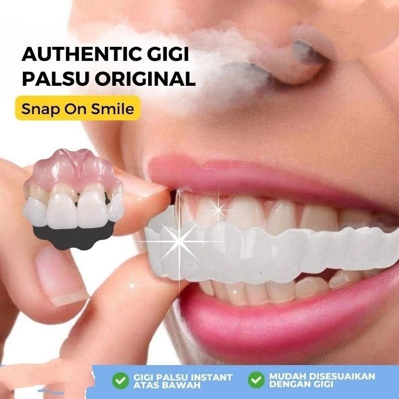 FLAS SALE PROMO MURAH { TOP 1 GIGI PALSU} SNAP ON SMILE VENEER GIGI INSTANT 1 PASANG ATAS BAWAH BISA