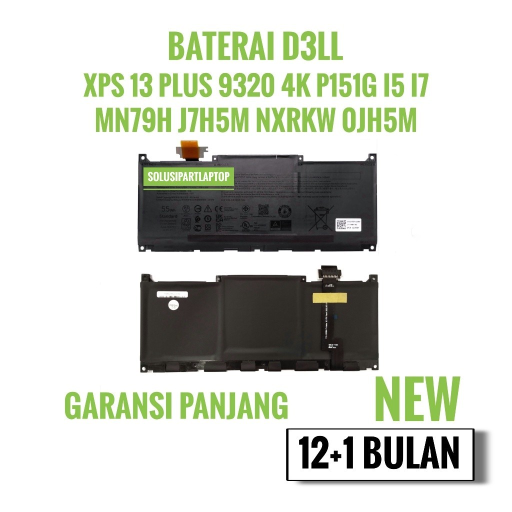 MN79H Laptop Battery 55Wh 11.55V Compatible with D3LL XPS 13 Plus 9320 / XPS 9320 / XPS 13 9340 Seri