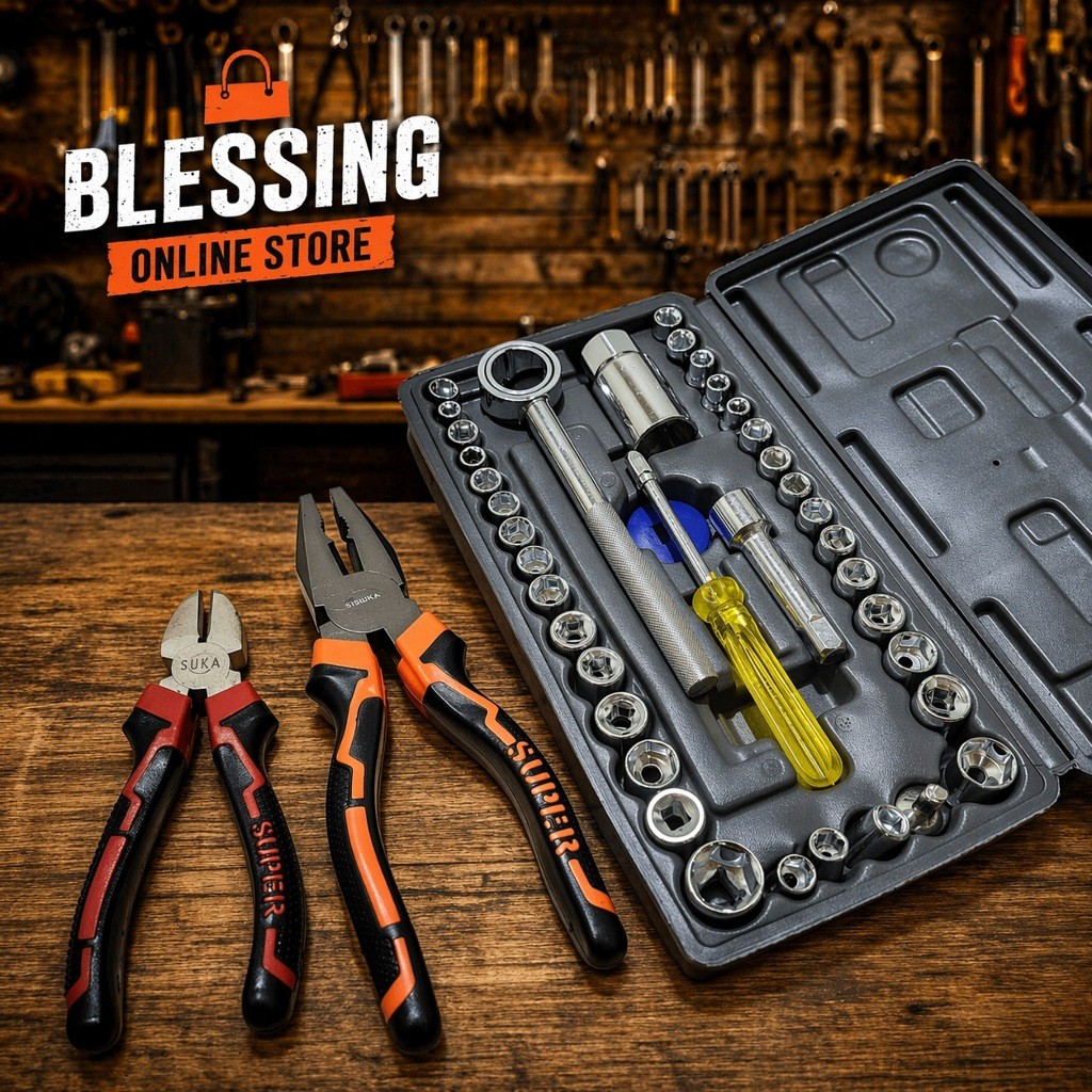 PAKET 3 SET KUNCI SHOCK SOCKET 40PCS + 2SET TANG (kombinasi+potong) / TERSEDIA MERK TEKIRO / TOOLSET