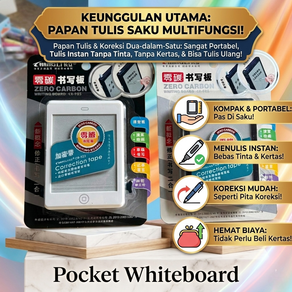 Papan Tulis Anak Mini Whiteboard Pocket CR923 - Portable Lucu Papan Tulis Spidol Kecil Writing Board