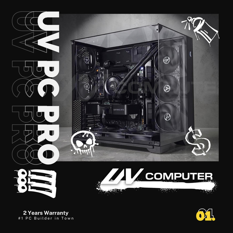 UV PC PRO Radeon RX 9070 16GB / AMD Ryzen 7 7800X3D / DDR5 2x16GB 5600MHz / NVMe 512GB 2,200Mb/s Kom