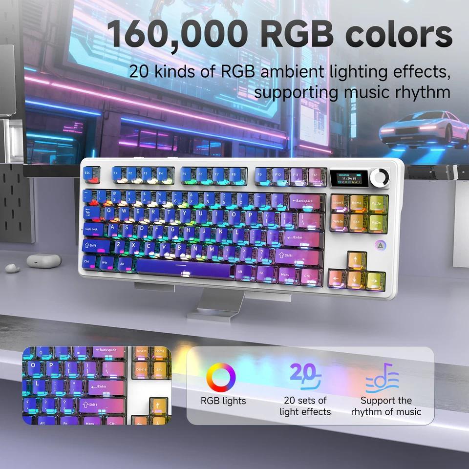 AJAZZ MK87pro Tri-mode 87-key Gaming Mechanical Keyboard with Dual 8K Polling Rate and 5000mA Large 