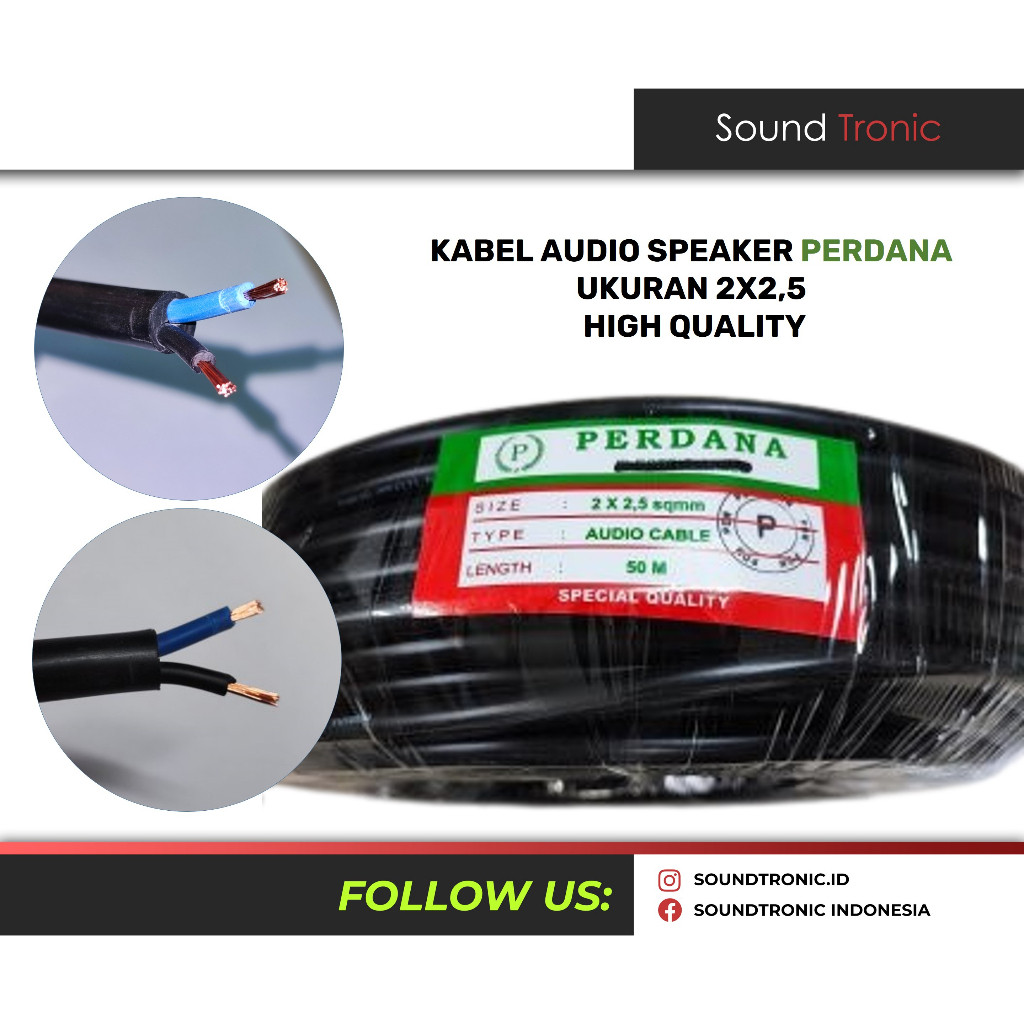 Kabel Audio Speaker 2x2,5 Perdana 2x2.5 1 Roll 50Meter