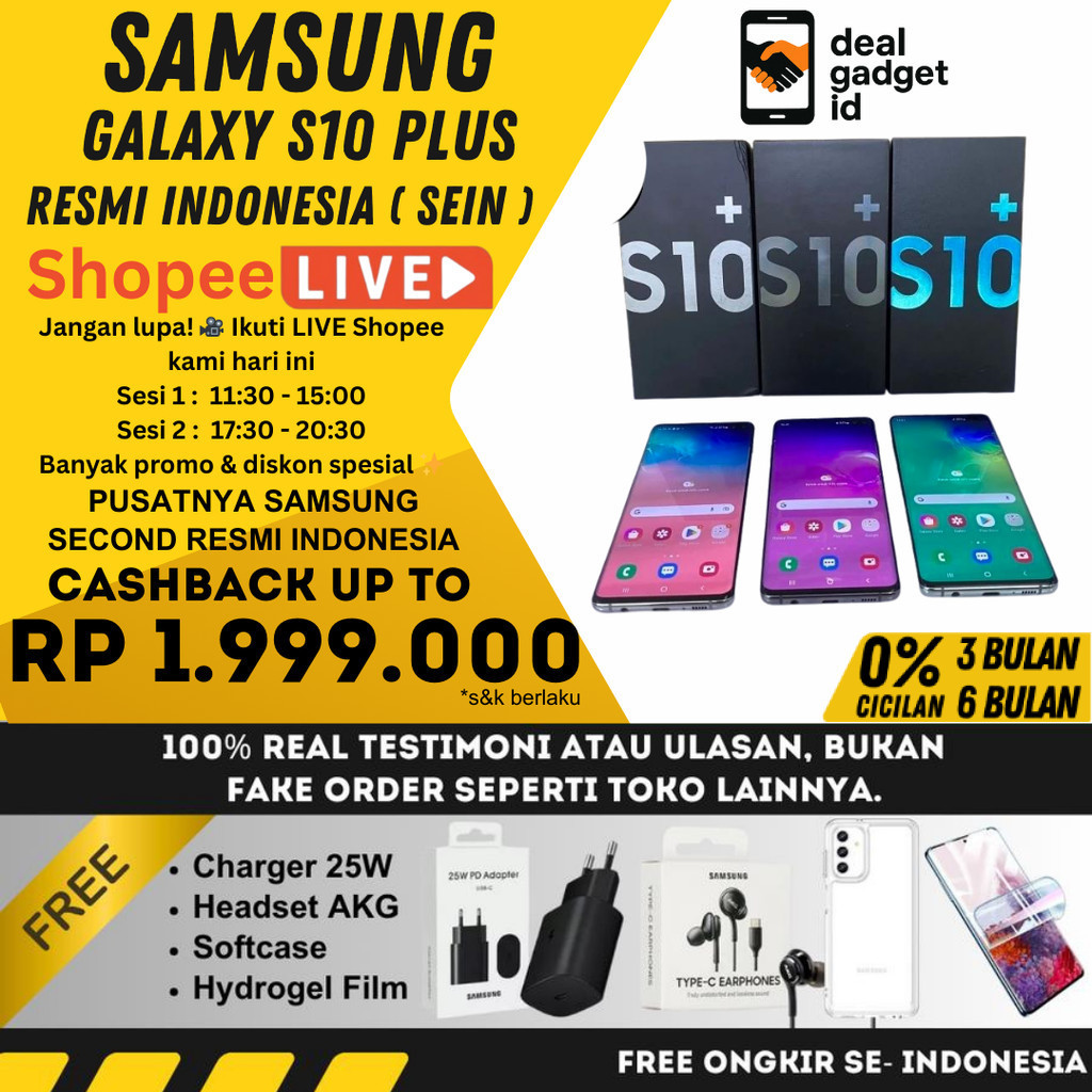 SEIN | Samsung Galaxy S10 Plus S10+ 8/128GB 8/512GB Second Resmi Indonesia | Bukan Handphone Inter
