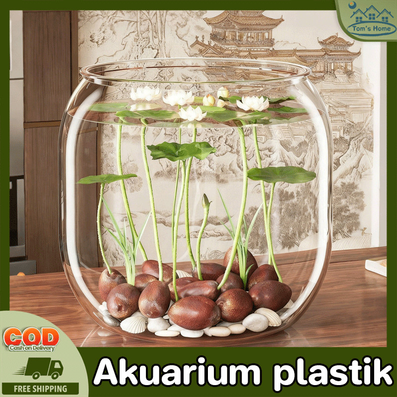 Toples Aquarium Ikan Hias Aquarium Bulat Aquarium Toples Bulat Fish Bowl Design Wadah Tanaman Hias H