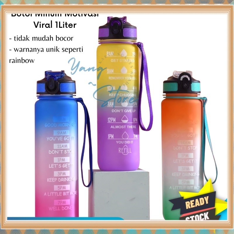 YGS -E101- Botol minum 1000ml Drink Reminder BPA FREE - Botol Minum 1 LITER PASTEL PRJ TERBARU 2026 
