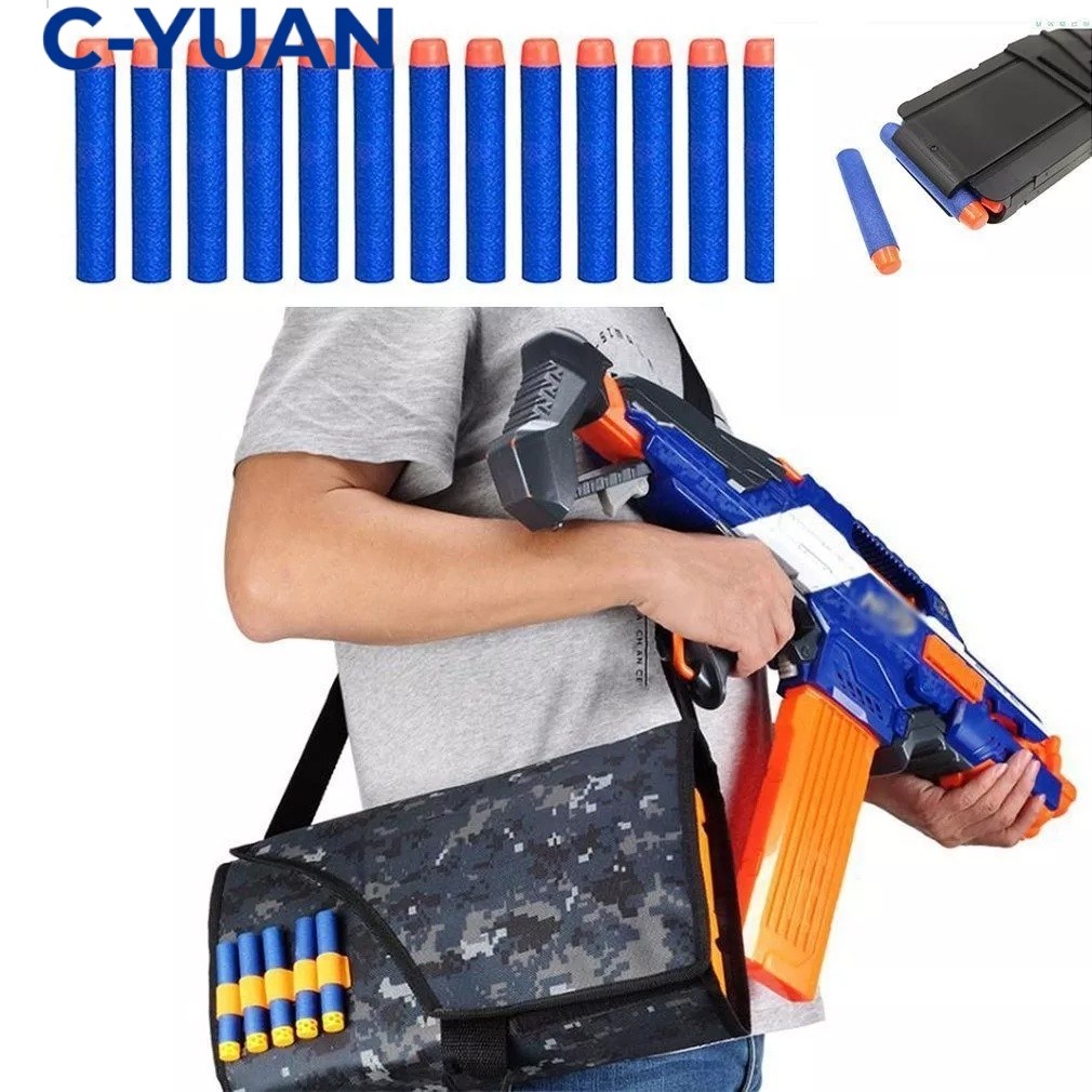 CYUAN 100pcs Peluru Nerf Busa Biru - Soft Bullet 7.2cm Nempel Tembak + Kompatibel untuk Nerf Shotgun