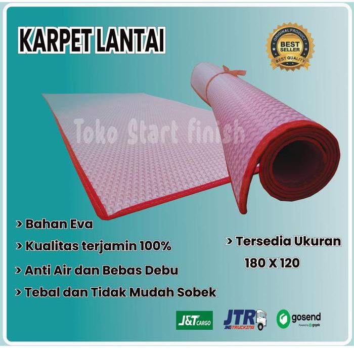 KARPET LANTAI | KARPET BENTOL SPONS MERCY | TIKAR SPONS MURAH | KARPET POLOS Biru Kuning Pink - 120X