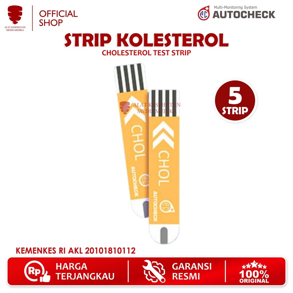 Autocheck Strip Stick Cholesterol Cek Test Tes Kolesterol Colesterol Refill Isi 5 Stik Auto Check