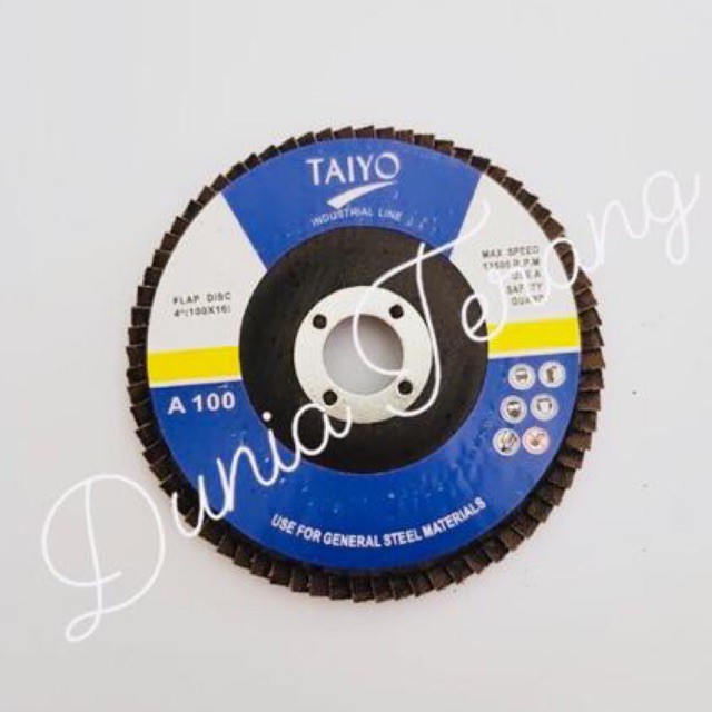 Flap Disc 4" TAIYO 40 60 80 100 120 150 180 240 - Amplas Tumpuk 100x16mm Amplas Gerinda Flap Disk