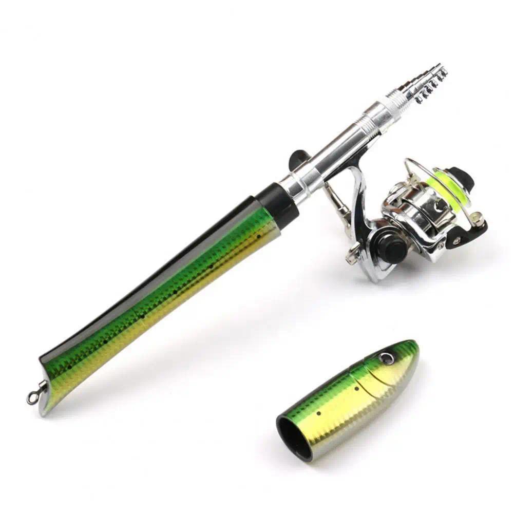 Fishing Rod Telescopic Rod Portable Mini Fish Shape Telescopic Fishing Rod Spinning Casting Reel Kit