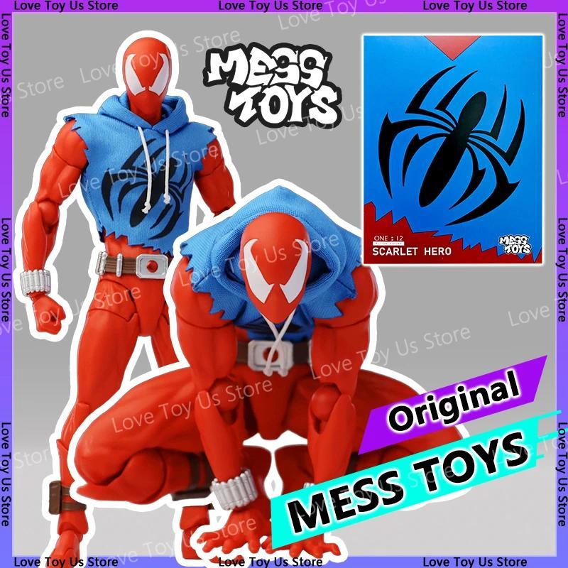 Original Mess Toys Scale Spider Man Action Figures Kids Toy Mafex ML Scarlet Spiderman in Vest & Hoo
