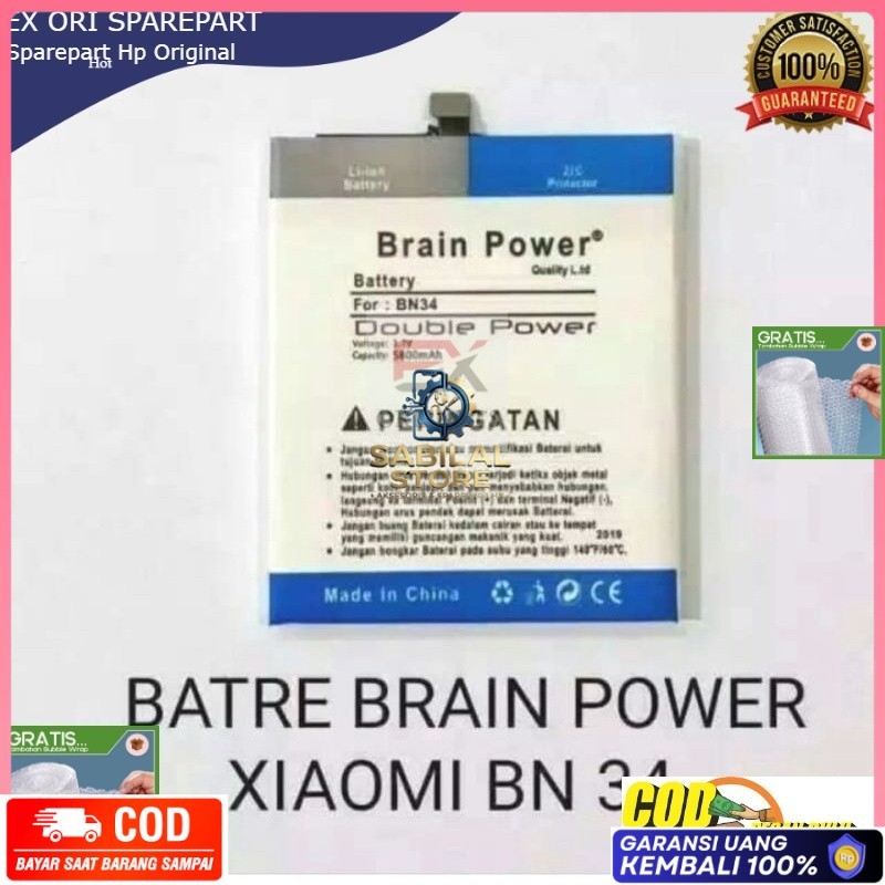 PROMO EX KOMPATIBLE GARANSI DOUBLE POWER 5000 MAH Baterai Doblepower BN34 xiaomi Redmi 5A brainpower