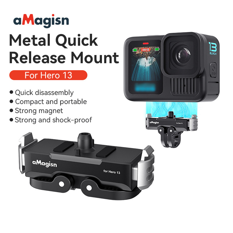 Para gopro hero 13 câmera de metal magnético base de montagem de liberação rápida interface dupla do