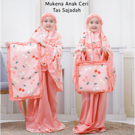 Mukena Anak Katun Ceri Salem ( Tas Sajadah ) mukena anak perempuan karakter | mukena anak bandung