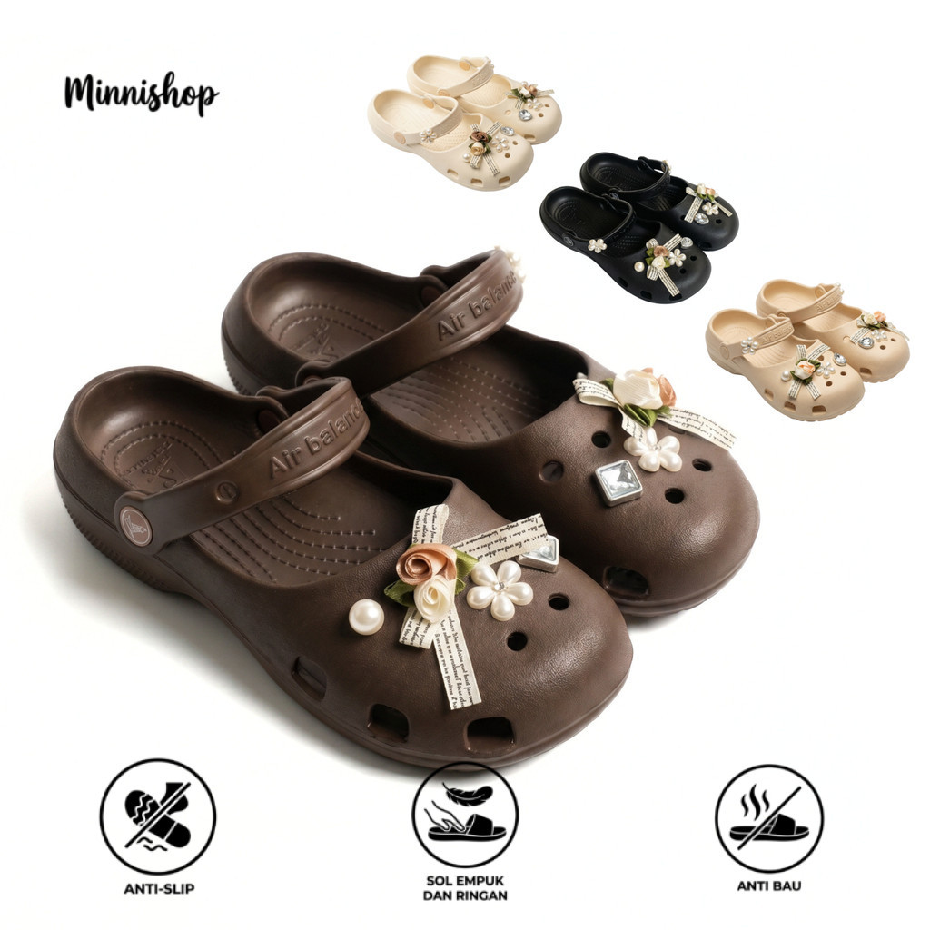 LYLIA Sepatu Sandal Wanita Bustong Ringan Empuk Nyaman Bahan Karet Jelly Elastis Anti Slip Tahan Cua