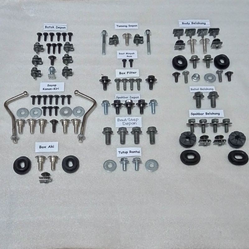 COD / Baut Full Set Cover Bodi Body Honda Supra Double XX / Supra V 100cc Lengkap Motorcycle