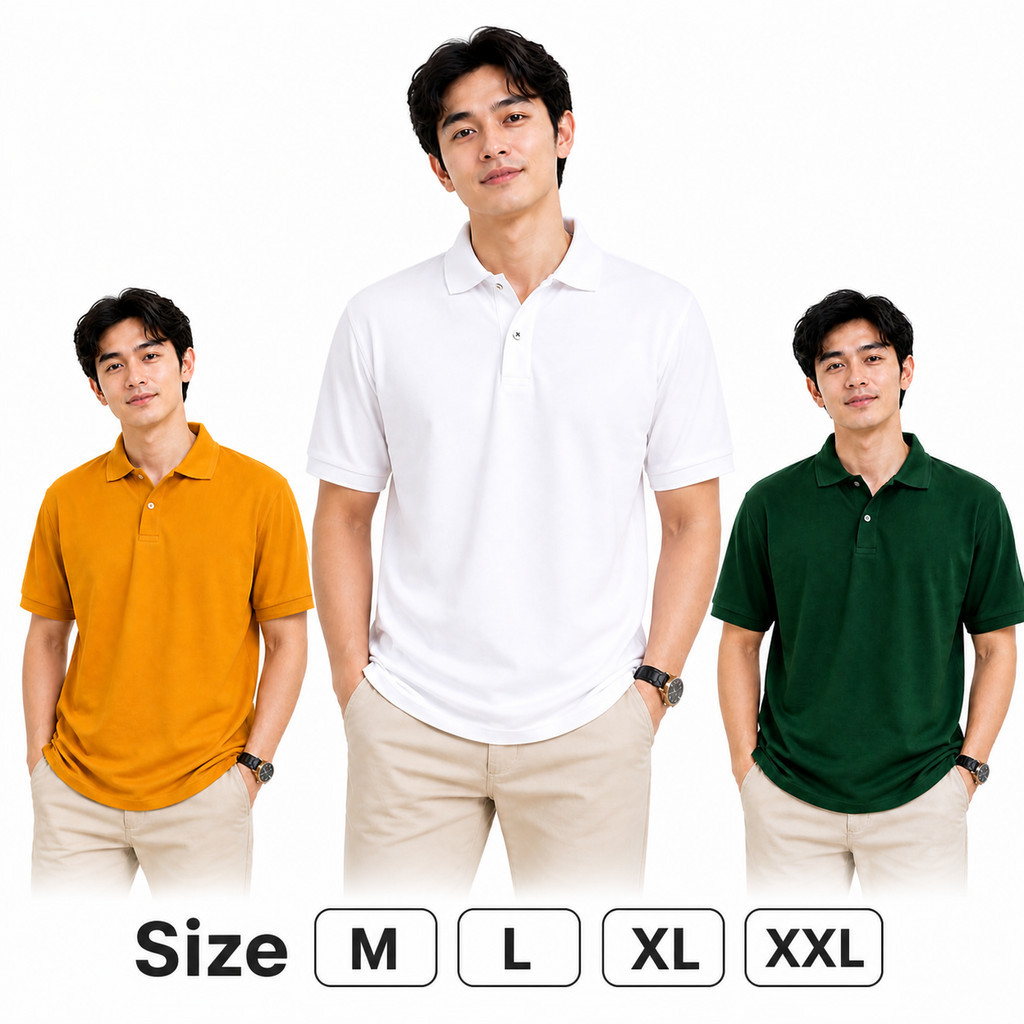 Kaos Polo Pria Polos Premium Lengan Pendek Casual Harian M L XL XXL