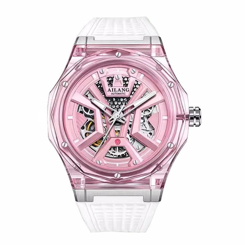 Jam Tangan Wanita AILANG Women Automatic Mechanical Watch Top Brand Luxury Pink Transparent Case Wat