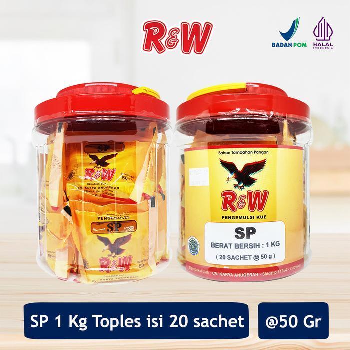 Emulsifier SP Ovalet TBM Pengemulsi Pelembut Pengembang Kue Roti Rajawali R&W RW 1 Kg Toples 50 gr i