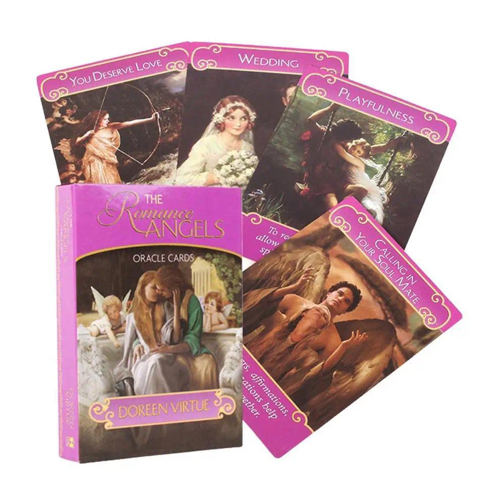 Kartu Oracle The Romance Angels, 44 Kartu Tarot Edisi Ramalan Bahasa Inggris atau Spanyol, Permainan