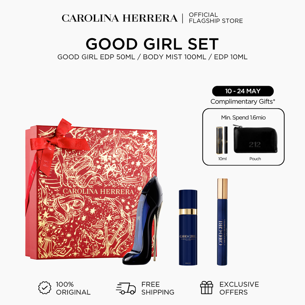 Carolina Herrera Set Good Girl EDP 50ml + Body Mist 100ml + EDP 10ml (Parfum Wanita)