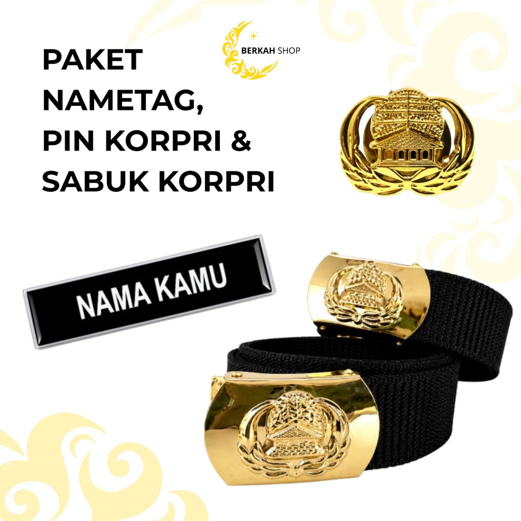 Paket Lengkap ASN PNS PPPK Nama Dada Pin Korpri Sabuk LOIND