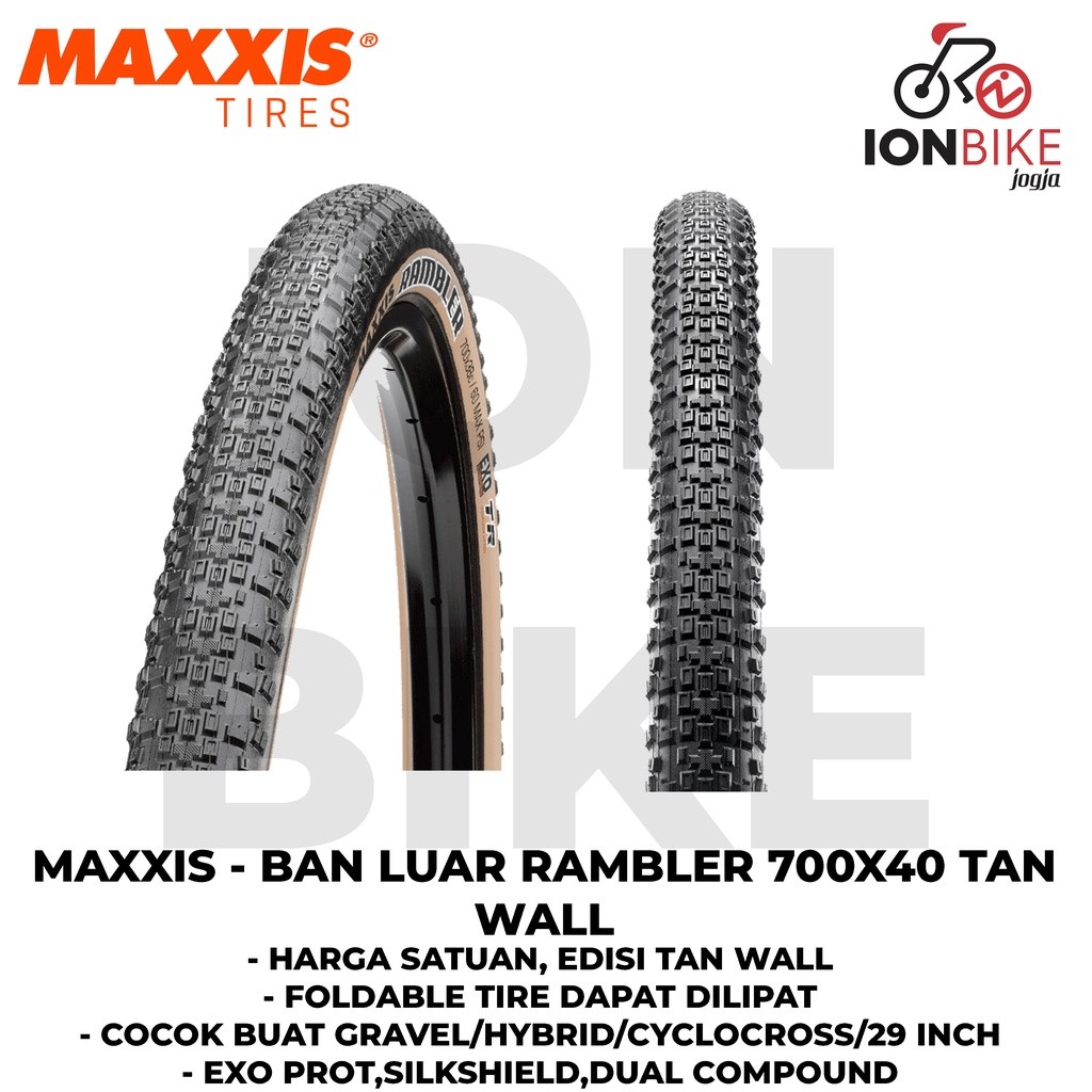 Ban Luar Maxxis RAMBLER 700x40 c TAN WALL 700 x 40c 700c KEVLAR Fold - 60 TPI 700x40c Sepeda Gravel 