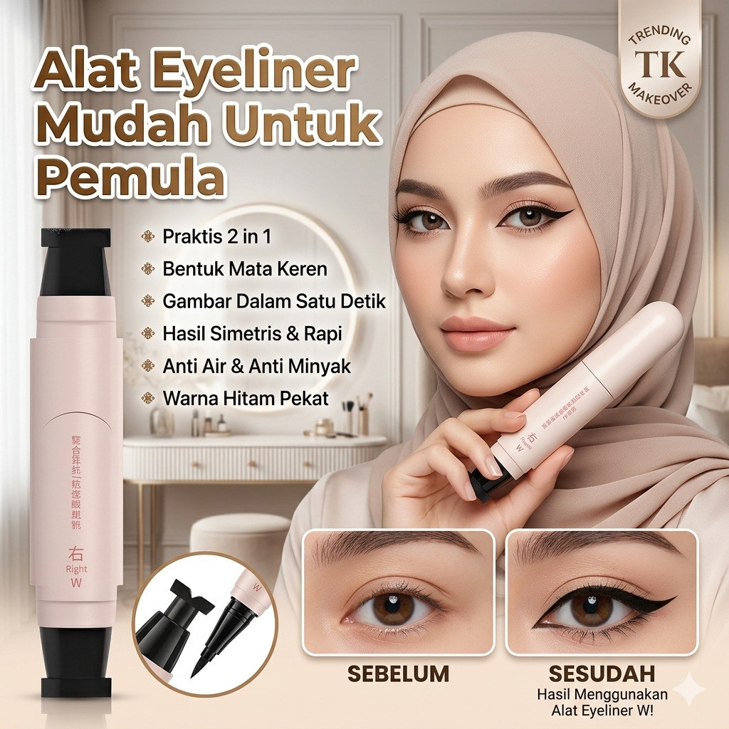 [Diskon Terbatas]Eyeliner Stamp 2in1 Waterproof/Eyeliner Cap All-in-One/Eyeliner Liquid & Spidol Tah