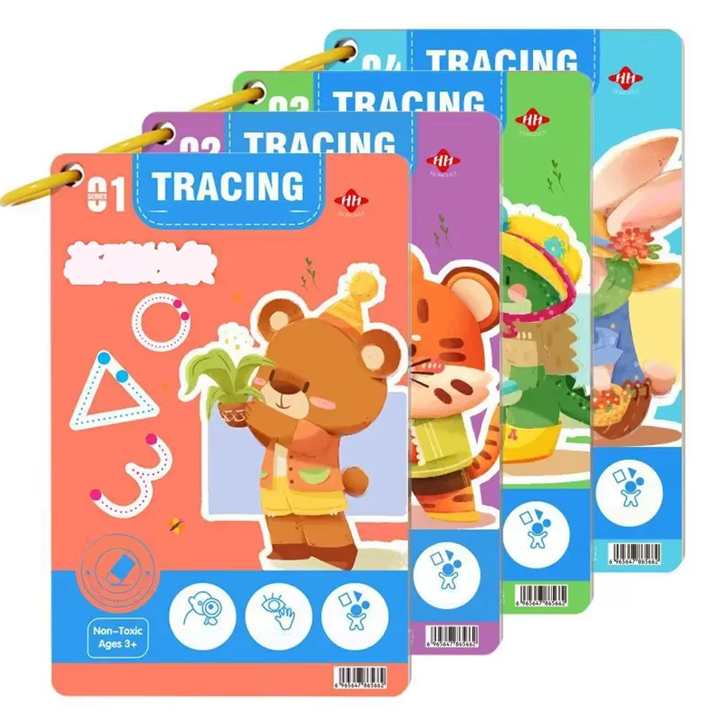 BJ -Ready stock Babyfun Magical Tracing Workbook ReusableDot To Dot Wipe And Clean Book Dapat Dihapu