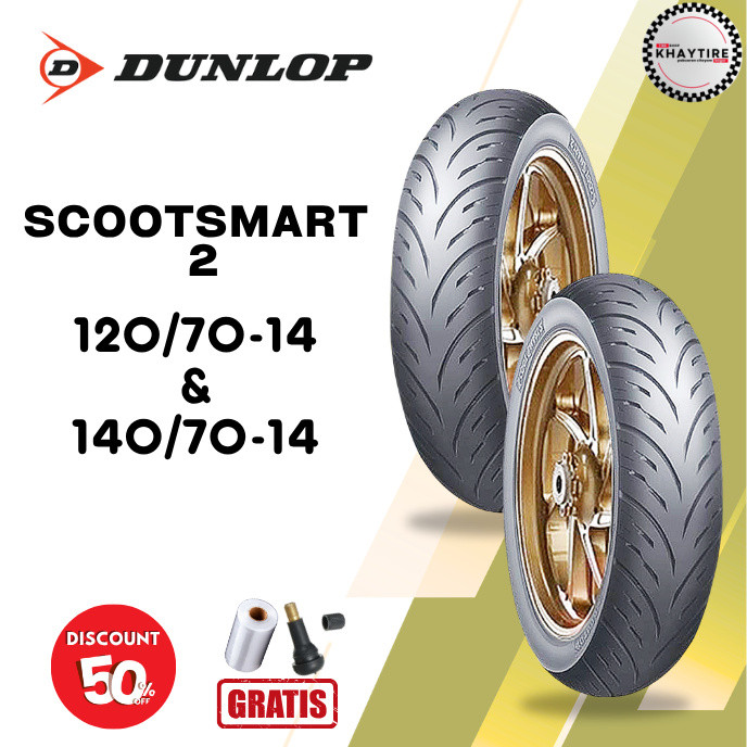 SEPASANG Ban Motor DUNLOP SCOOTSMART 2 120/70 & 140/70 RING 14 Tubeless
