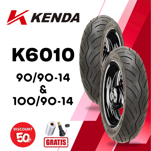 SEPASANG Ban Motor KENDA K6010 90/90 & 100/90 RING 14 Tubeless