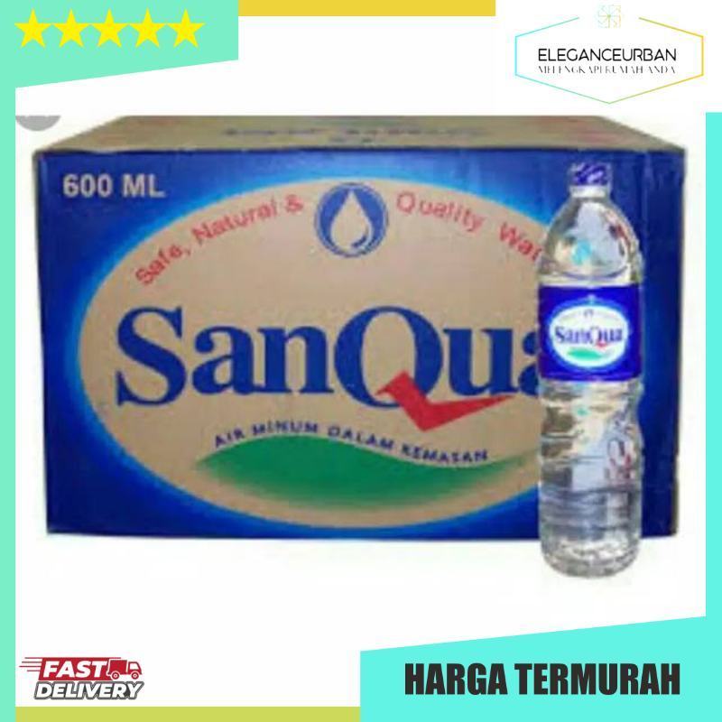 KHUSUS INSTAN Sanqua Air Mineral Air Putih Botol Tanggung 600ml