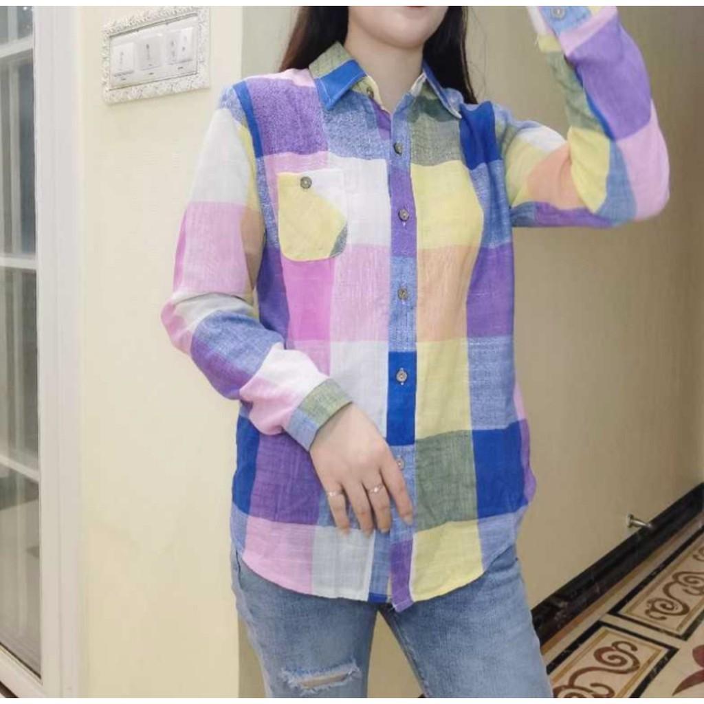 YR 3M KEMEJA 4191 TM THREE M SQUARE SHIRT KEMEJA ATASAN WANITA PREMIUM