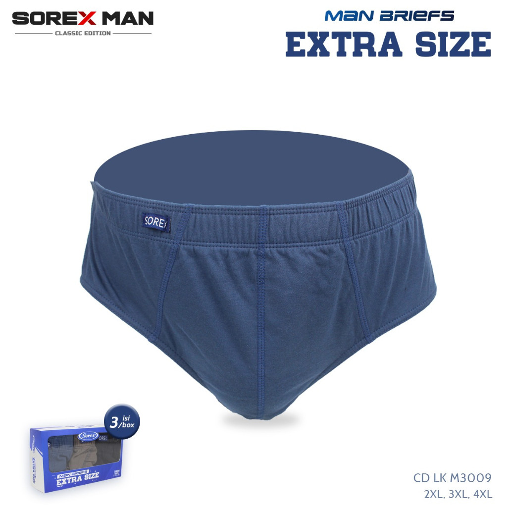 GROSIR 1 LUSIN 3 PCS - Sorex Man CD Segitiga Pria Jumbo Briefs Extra Size CD LK M 3009