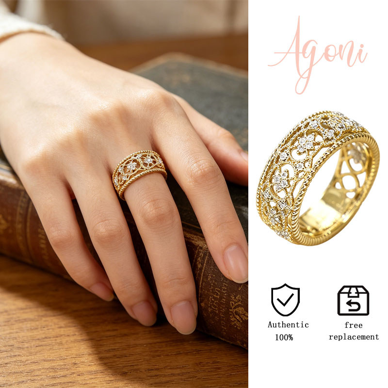 Cincin Kerawang Bunga Gaya Pengadilan Vintage