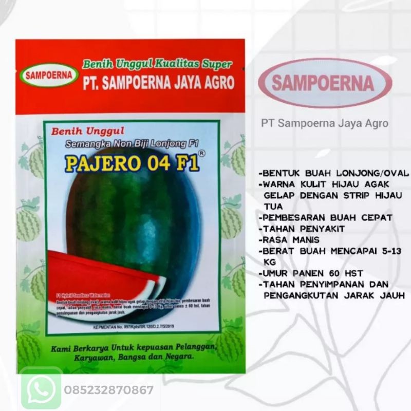 Benih semangka Non Biji Lonjong PAJERO 04 F1