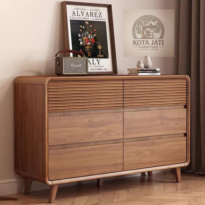 bufet drawer minimalis modern kayu jati solid terbaru