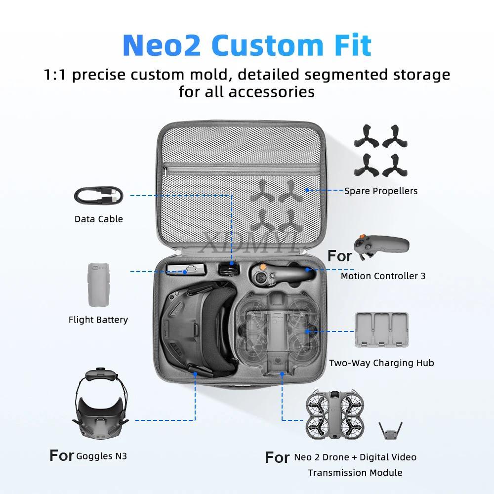 PU Waterproof Suitcase Handbag Travel Box Crossbody Shoulder Bag For DJI NEO 2 Drone Portable Luggag