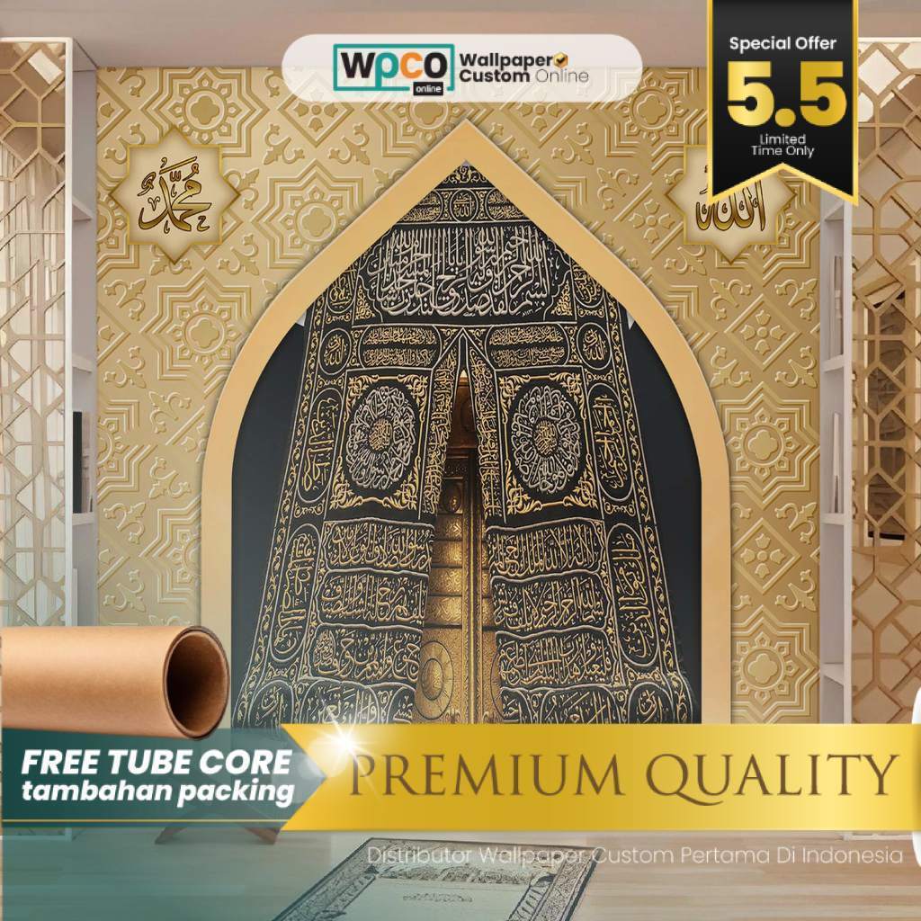 Stiker Dinding untuk Mushola Gambar Mihrab Kabah Motif Religi