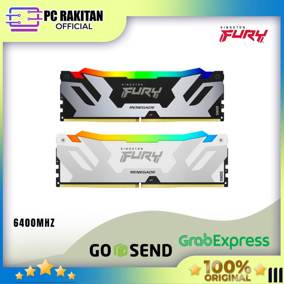 KINGSTON RAM LONGDIMM DDR5 FURY RENEGADE RGB 32GB (16GBX2) 6400MHZ CL32 BLACK / SILVER - KF564C32RWA