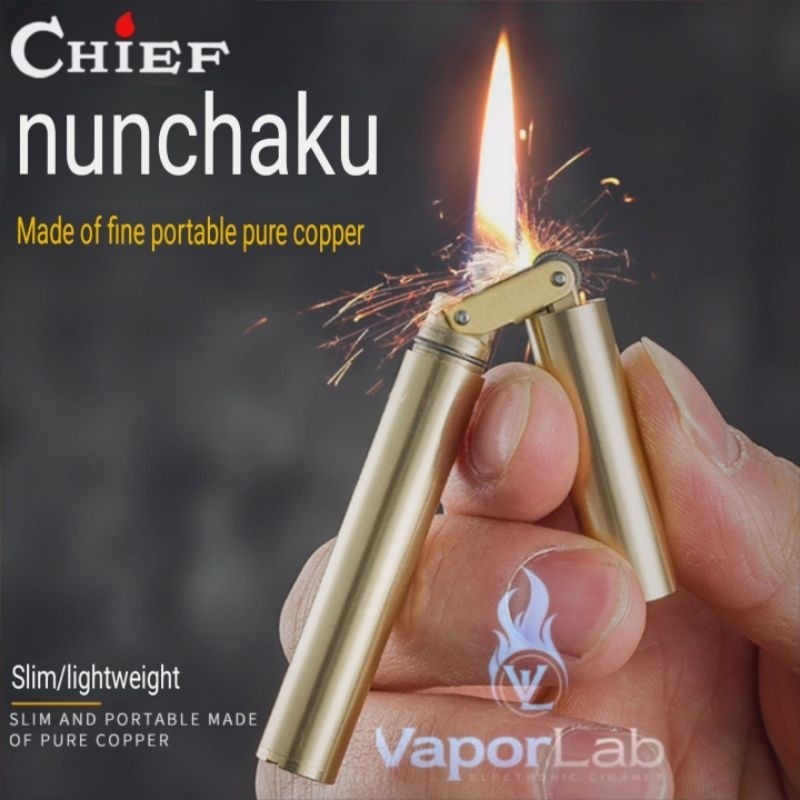korek api sumbu minyak vintage original CHIEF copper oil nunchaku lighter slim mini || Anisa Lighter