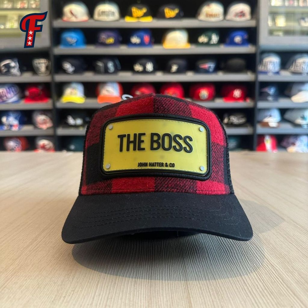 Topi John Hatter & Co The Boss Red Black Design In Sweden Trucker Hat Original