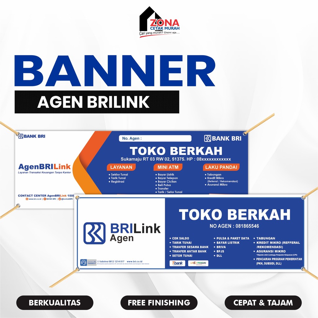 Banner / Spanduk Agen BRILink Custom Nama Toko