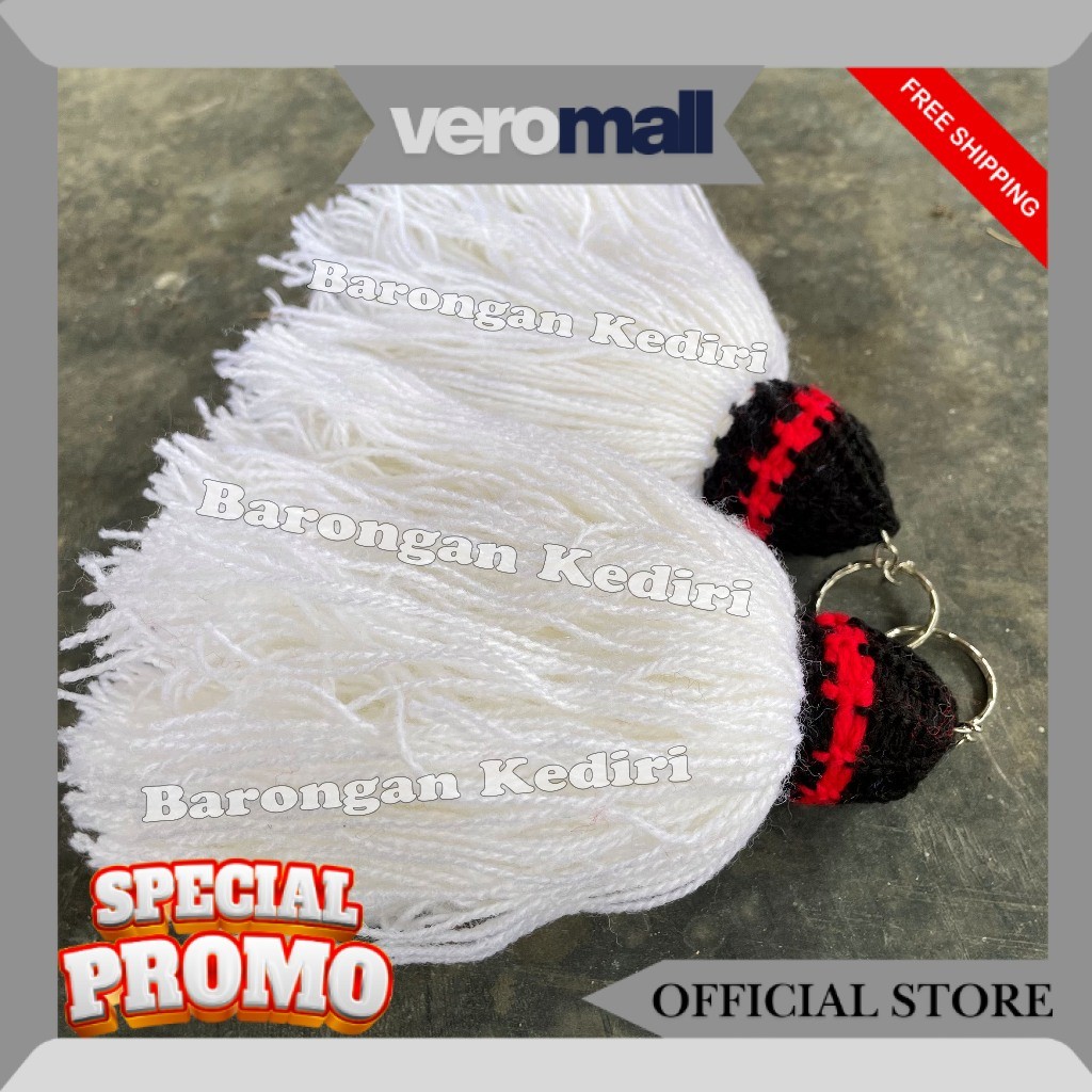 Barongan Kediri Aksesoris Gondel Barongan Warna Putih Premium Rajut Caplokan Bahan Tebal YW