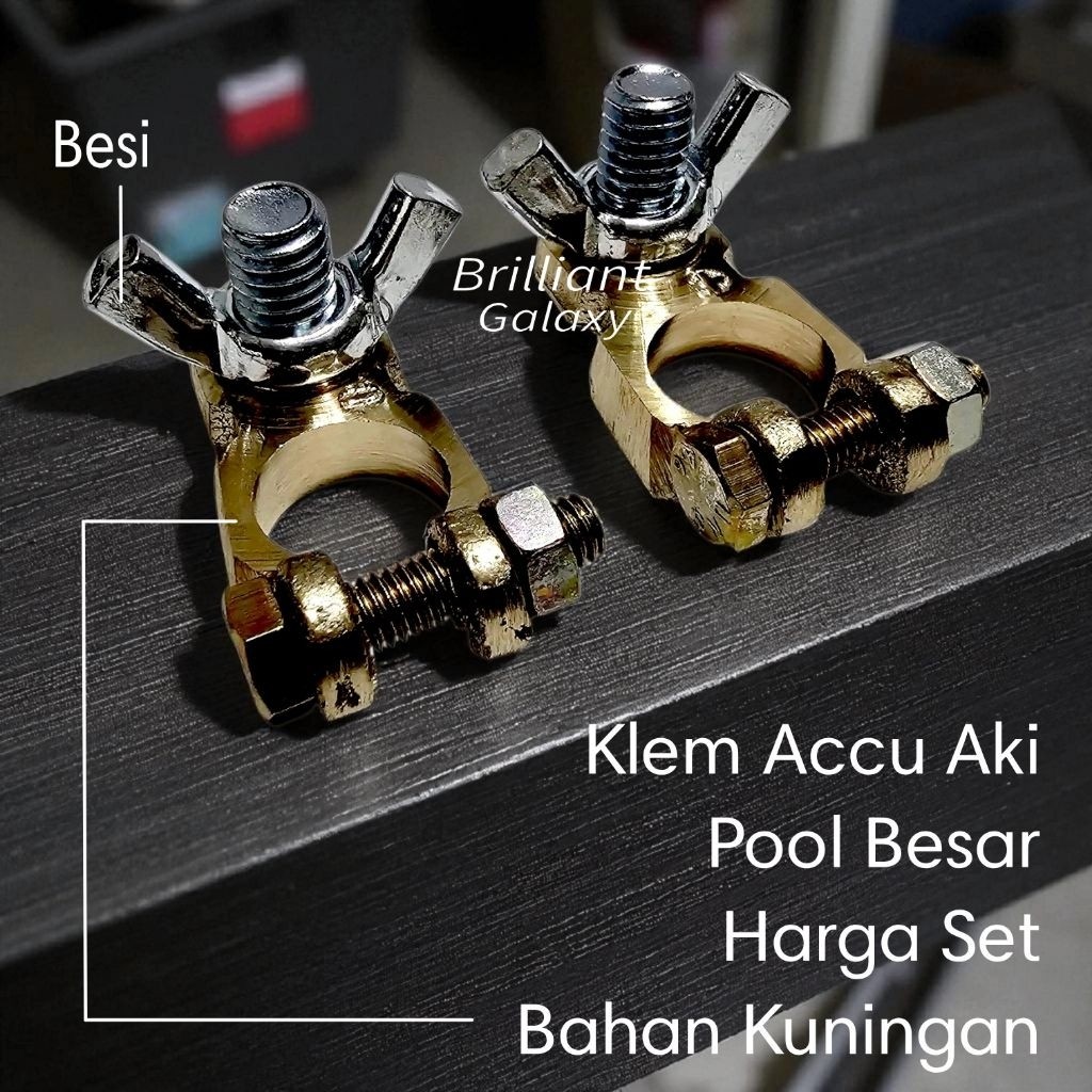 GLX3 * Klem Aki Accu Kuningan - Klem Kepala Aki - Type Pool Standart - Kecil dan Besar - Harga Set S