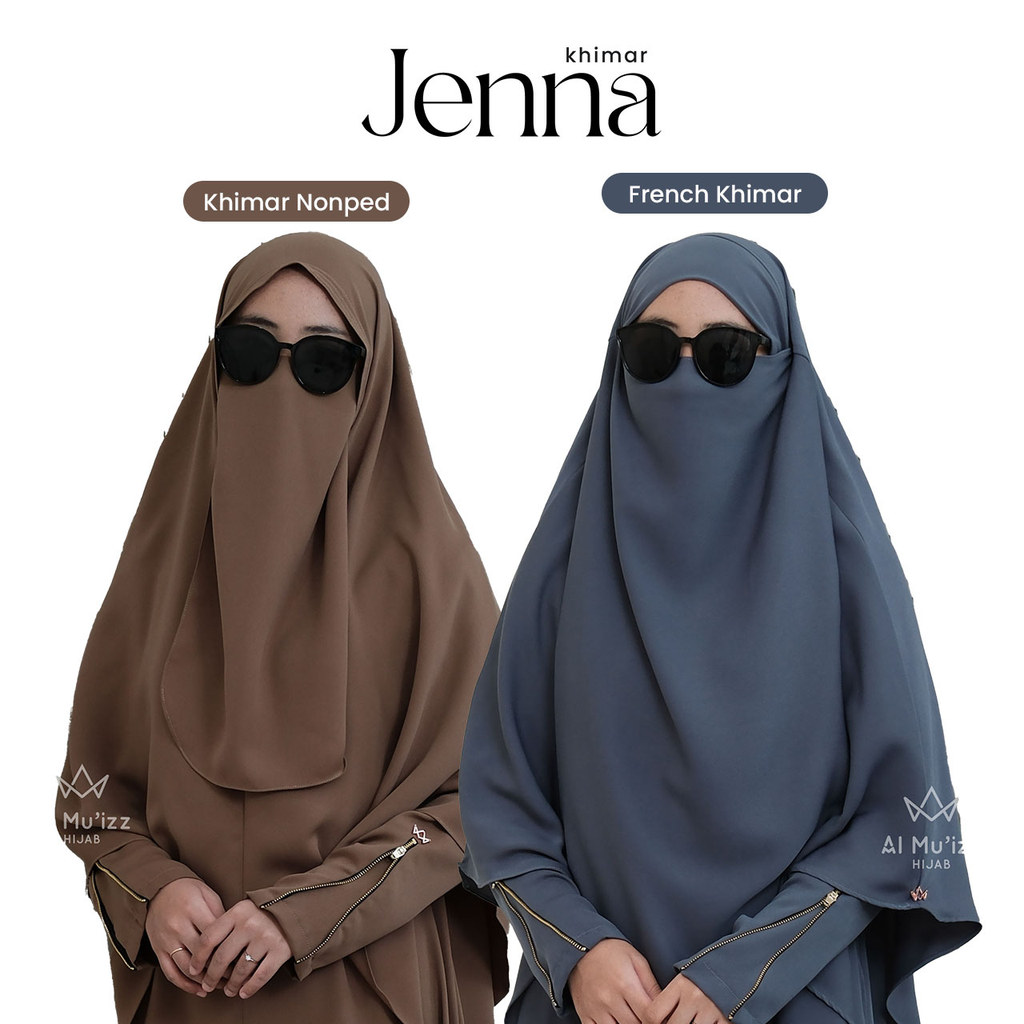 Hijab Almuizz - Jenna  French Khimar Jumbo Hijab Instan  Free Cadar