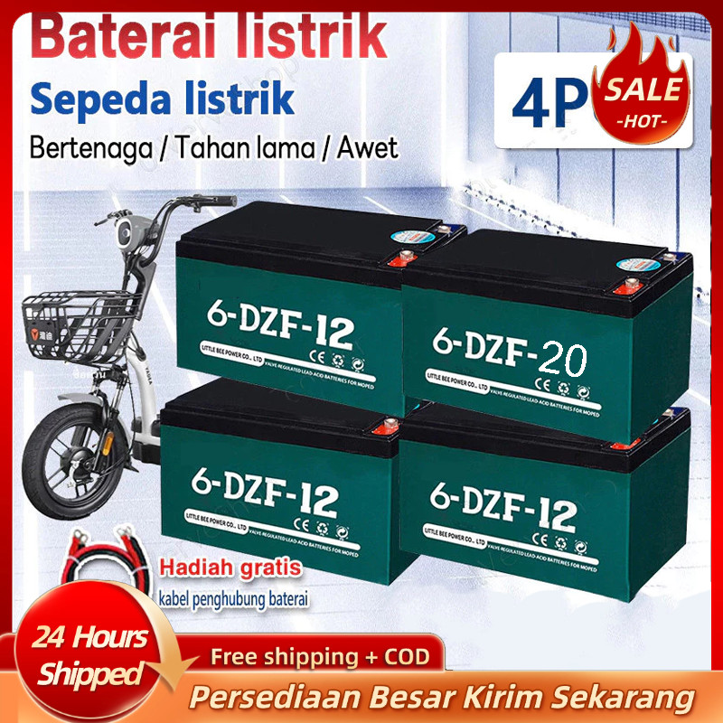 BATERAI SEPEDA LISTRIK/AKI SEPEDA LISTRIK 12V-20AH/6-DZF-12 ORIGINAL 1DUS ISI 1 AKI ELECTRIC BIKE BA