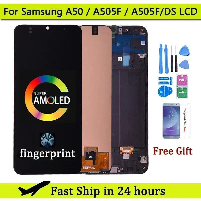 Super AMOLED For Samsung A50 SM-A505FN/DS A505F/DS A505 LCD splay Tou Screen gitizer With Frame For 