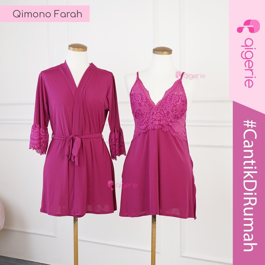 FARAH QIGERIE | Baju Tidur Sexy Kimono | One Set Kimono Lingerie | Daster Kekinian